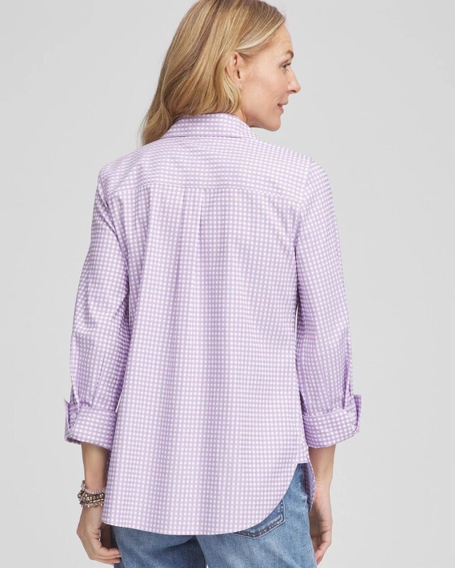 No Iron Gingham Sateen Shirt - image 3